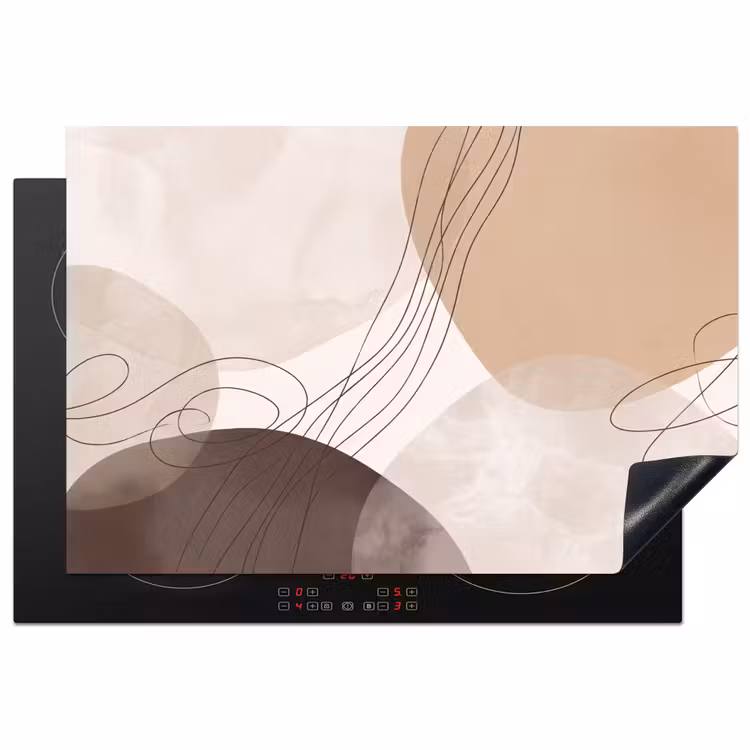 Induction Hob Cover - Abstraction - Beige - Modern - Abstractie - Beige - Modern Inductie beschermer vinyl 3mm klein