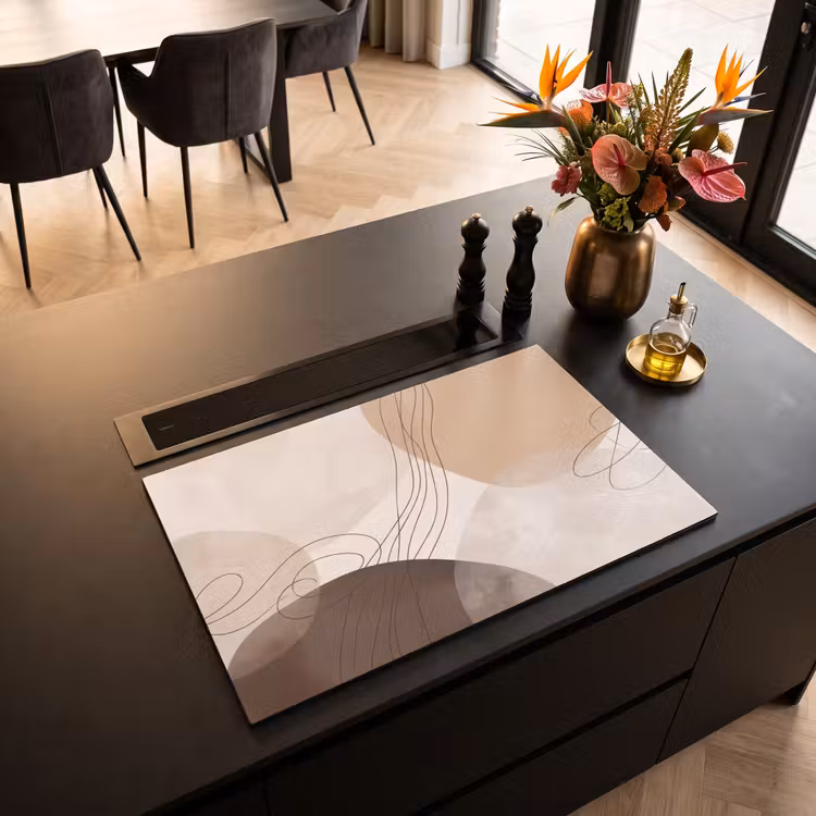 Induction Hob Cover - Abstraction - Beige - Modern - Abstractie - Beige - Modern Inductie beschermer vinyl 3mm klein