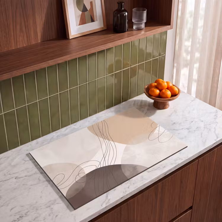 Induction Hob Cover - Abstraction - Beige - Modern - Abstractie - Beige - Modern Inductie beschermer vinyl 3mm klein