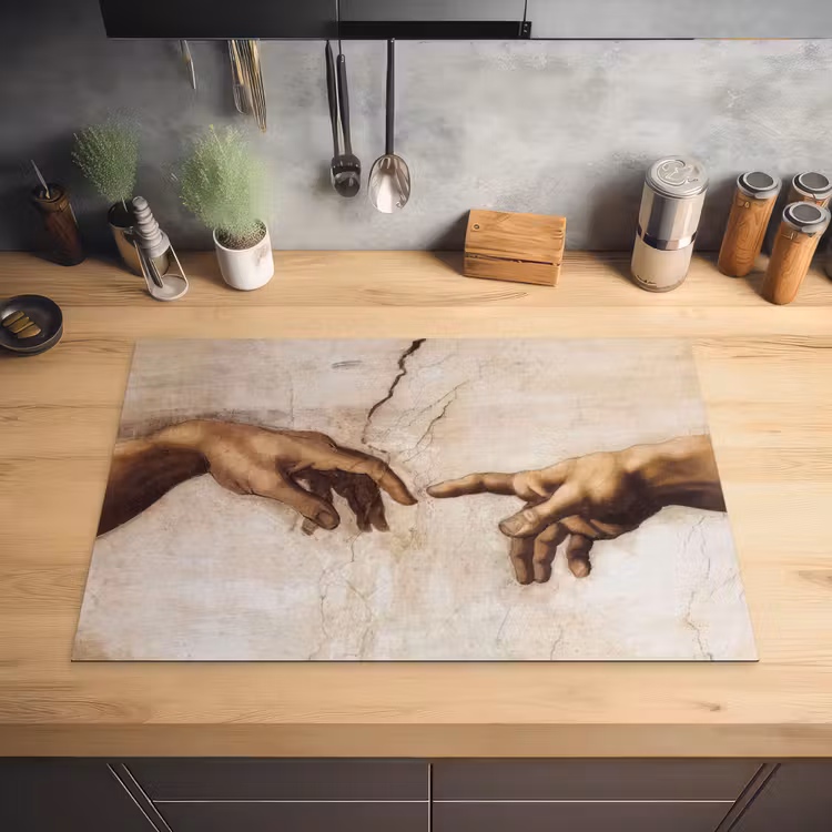 Adam - Michelangelo - Schilderij - Creation of Adam Inductie beschermer vinyl 3mm klein -sfeer5