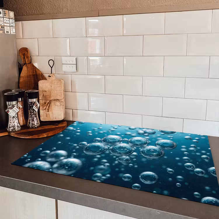 Luchtbellen - Dynamisch - Blauw Inductie beschermer vinyl 3mm klein -sfeer3