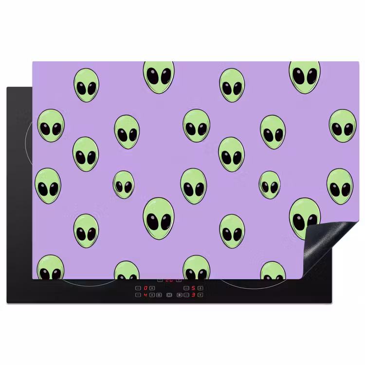 Alien - Retro - Lila Inductie beschermer vinyl 3mm klein 276 -3d