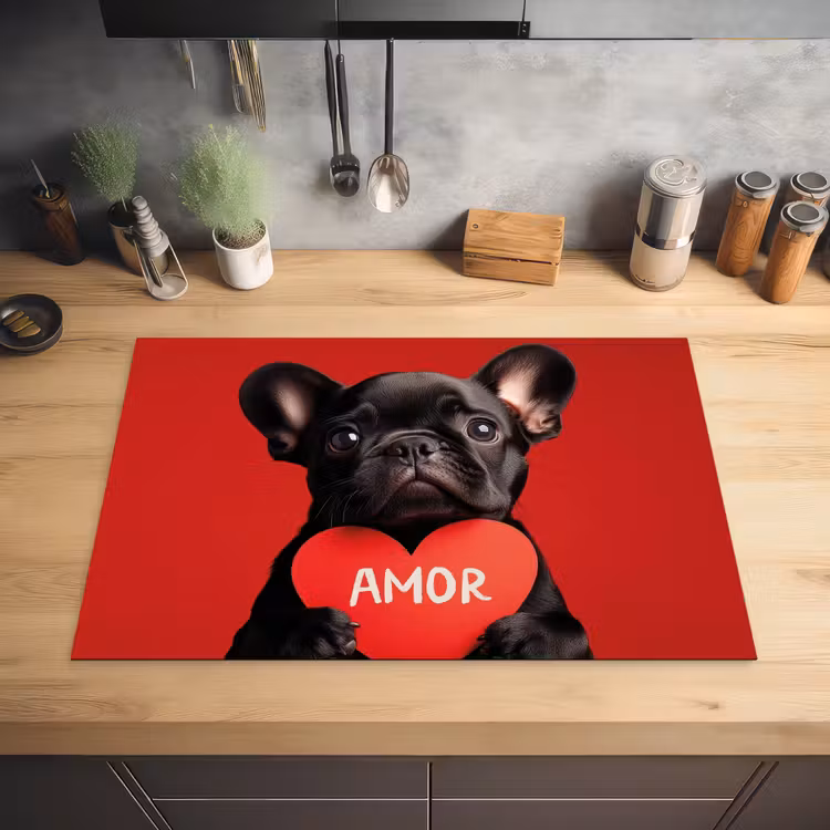 Amor - Hond - Hartje - Rood Inductie beschermer vinyl 3mm klein -sfeer5