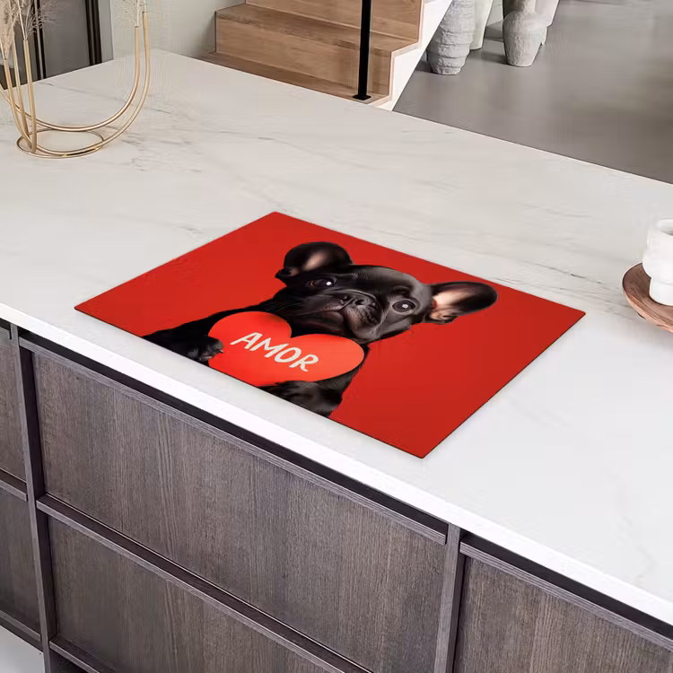 Amor - Hond - Hartje - Rood Inductie beschermer vinyl 3mm klein -sfeer8