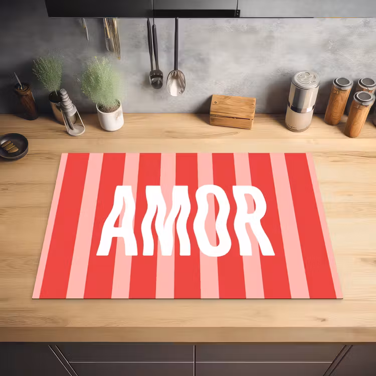 Amor - Strepen - Rood - Roze Inductie beschermer vinyl 3mm klein -sfeer5