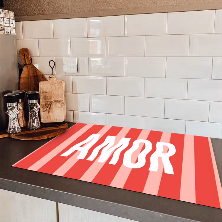 Amor - Strepen - Rood - Roze Inductie beschermer vinyl 3mm klein -sfeer3