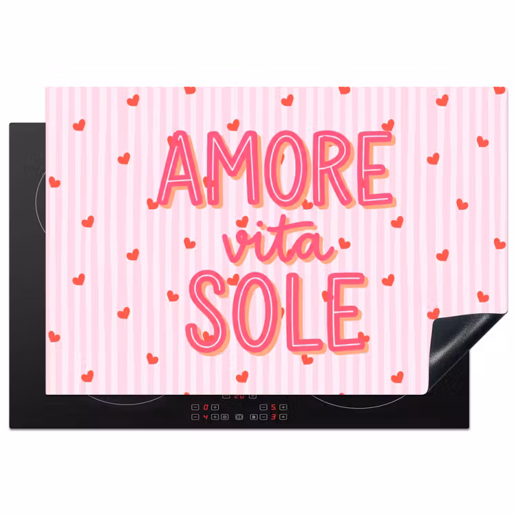Amore vita sole - Roze - Hartjes Inductie beschermer vinyl 3mm klein -3d