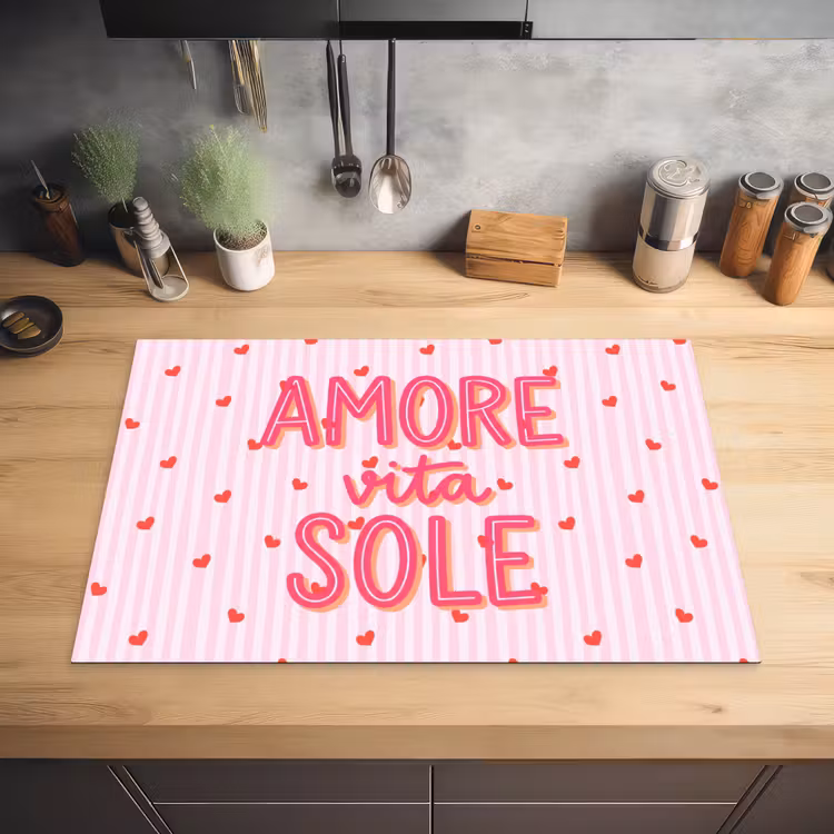 Amore vita sole - Roze - Hartjes Inductie beschermer vinyl 3mm klein -sfeer5