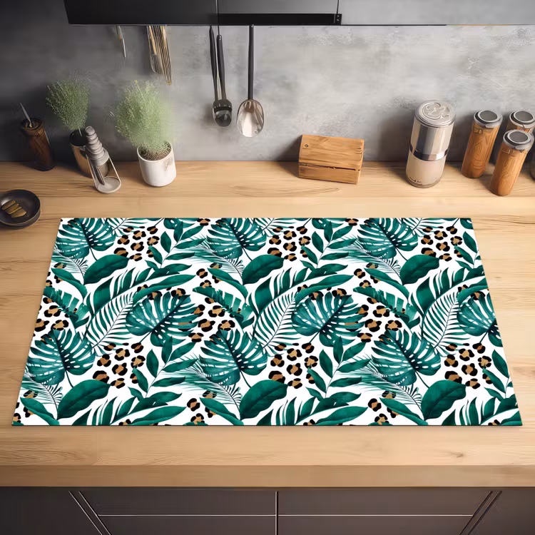 Dierenprint - Panter - Bladeren - Tropisch - Jungle Inductie beschermer vinyl 3mm middel -sfeer5