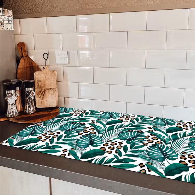 Dierenprint - Panter - Bladeren - Tropisch - Jungle Inductie beschermer vinyl 3mm middel -sfeer3