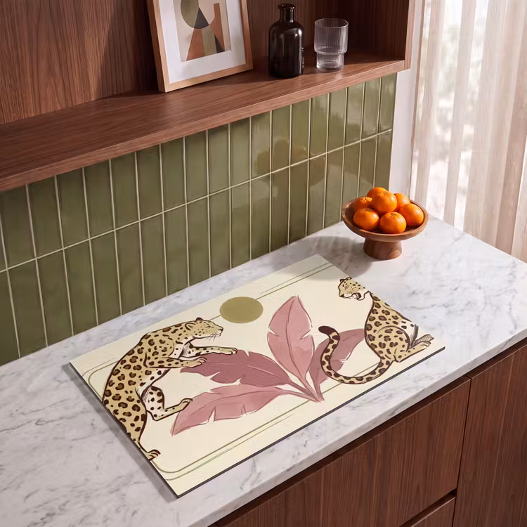 Dieren - Kat - Jungle - Illustratie - Beige Inductie beschermer vinyl 3mm klein -sfeer8