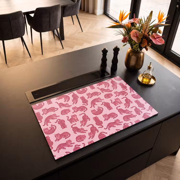 Dieren - Patroon - Roze - Speels - Cartoon Inductie beschermer vinyl 3mm klein -sfeer5