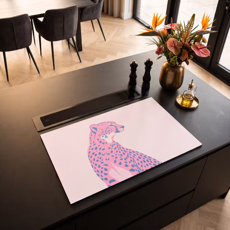 Dieren - Profiel - Abstract - Roze - Blauw Inductie beschermer vinyl 3mm klein -sfeer5