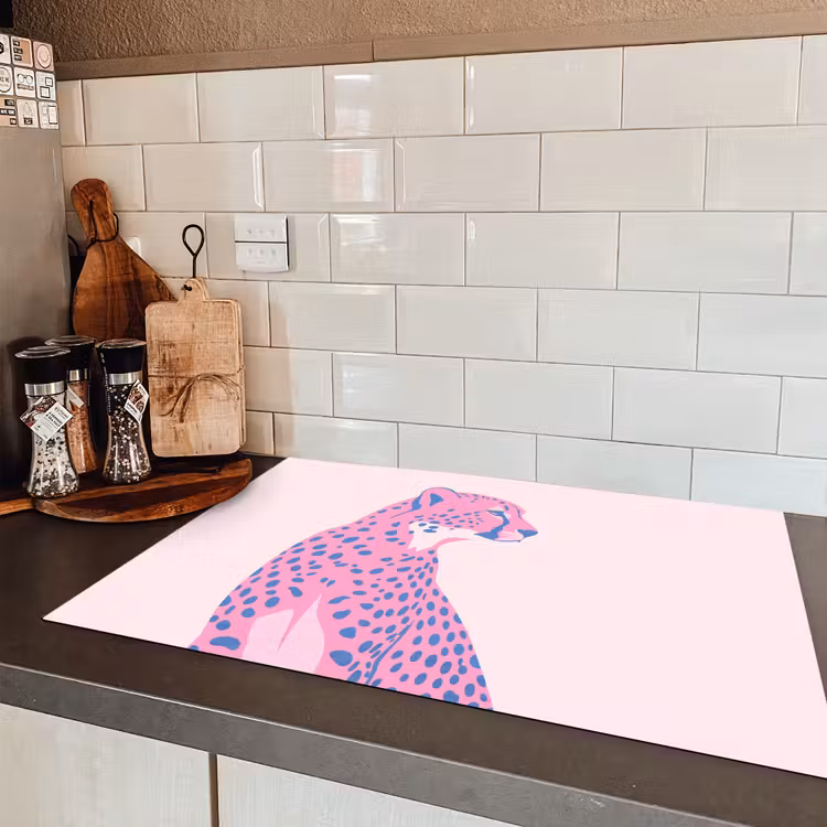 Dieren - Profiel - Abstract - Roze - Blauw Inductie beschermer vinyl 3mm klein -sfeer3