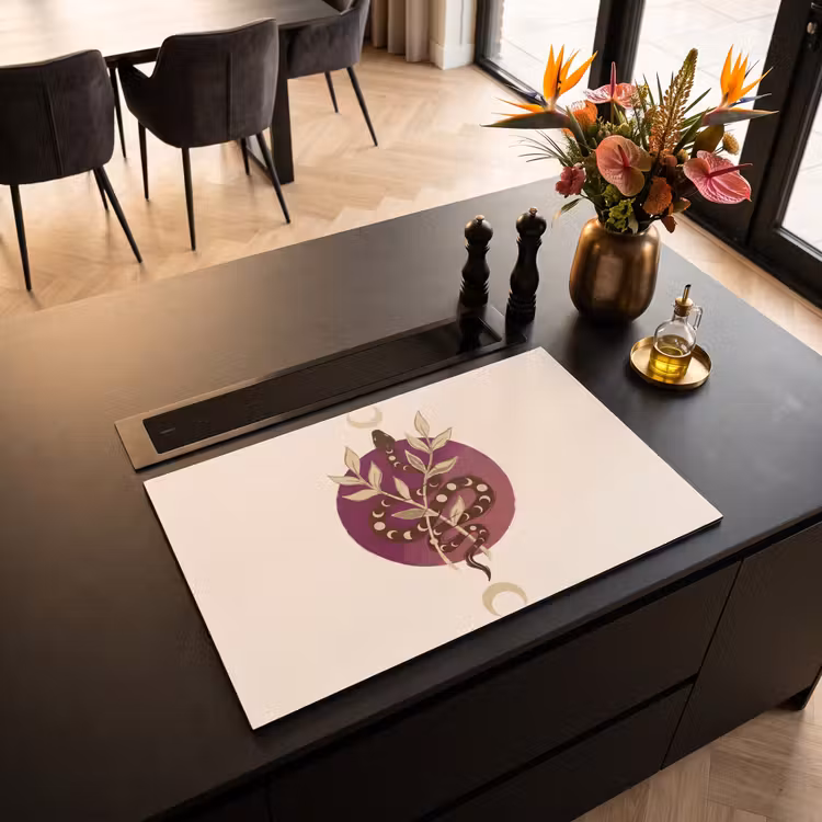 Dieren - Slang - Maan - Mystiek - Abstract Inductie beschermer vinyl 3mm klein -sfeer5