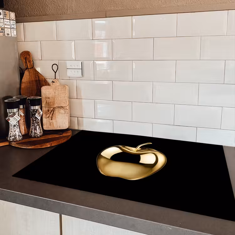 Appel - Goud - Chrome - Zwart Inductie beschermer vinyl 3mm klein -sfeer3