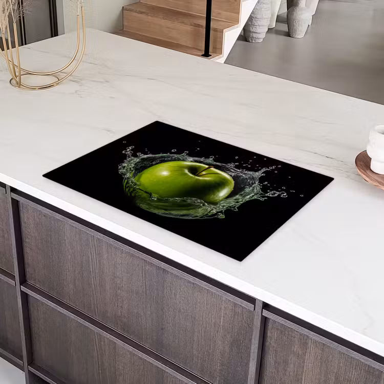 Appel - Groen - Fruit - Water - Zwart Inductie beschermer vinyl 3mm klein -sfeer8