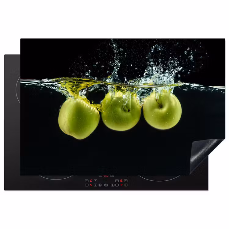 Appels - Fruit - Water - Zwart - Groen Inductie beschermer vinyl 3mm klein -3d