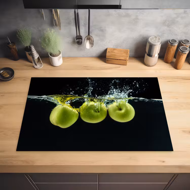 Appels - Fruit - Water - Zwart - Groen Inductie beschermer vinyl 3mm klein -sfeer5