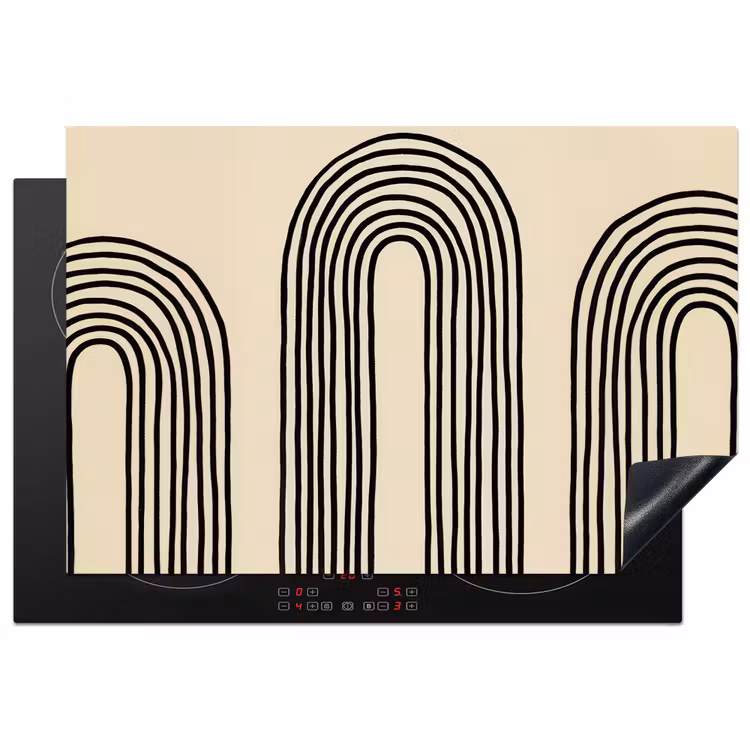 Boogvormen - Zwart - Strak Inductie beschermer vinyl 3mm klein -3d