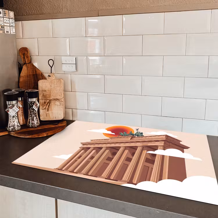Architectuur - Brandenburg - Berlijn - Zonsondergang - Historisch Inductie beschermer vinyl 3mm klein -sfeer3