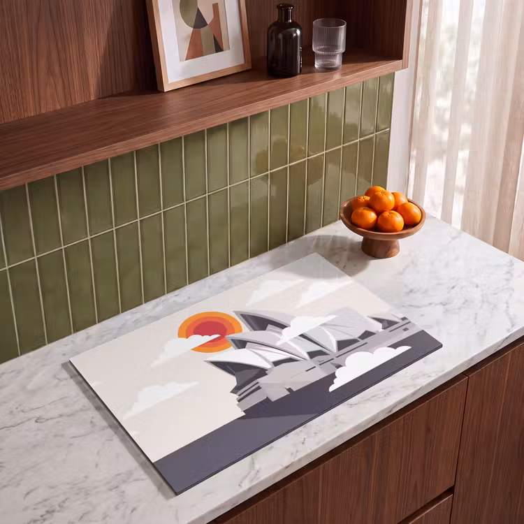 Architectuur - Stadsgezicht - Modern - Grijs - Oranje Inductie beschermer vinyl 3mm klein -sfeer8
