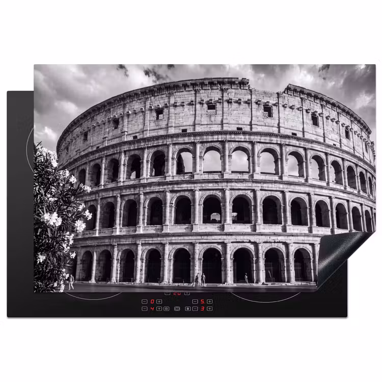 Architectuur - Colosseum - Rome - Historisch - Zwart-wit Inductie beschermer vinyl 3mm klein -3d
