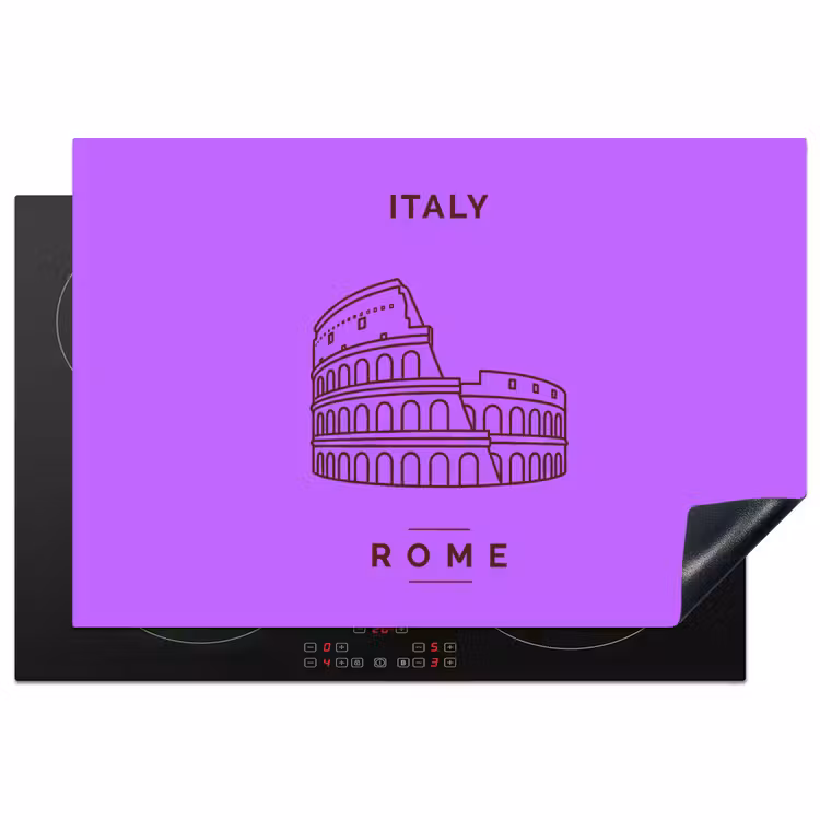 Architectuur - Colosseum - Rome - Minimalistisch - Paars Inductie beschermer vinyl 3mm klein -3d