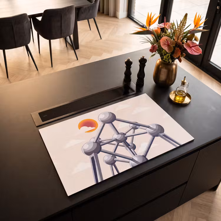 Architectuur - Geometrie - Stad - Modern - Grijs Inductie beschermer vinyl 3mm klein -sfeer5