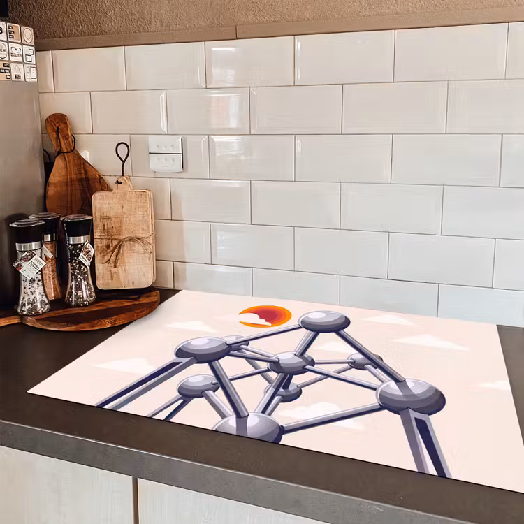 Architectuur - Geometrie - Stad - Modern - Grijs Inductie beschermer vinyl 3mm klein -sfeer3