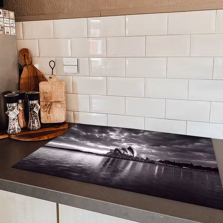 Architectuur - Water - Stad - Modern - Zwart-wit Inductie beschermer vinyl 3mm klein -sfeer3