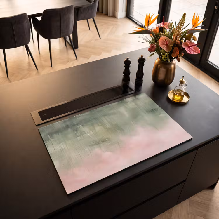 Kunst - Abstract - Modern - Groen - Roze Inductie beschermer vinyl 3mm klein -sfeer5