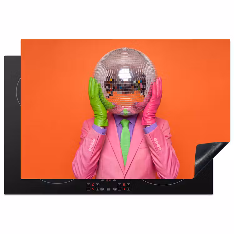 Kunst - Disco bal - Kleurrijk - Modern - Studio Inductie beschermer vinyl 3mm klein -3d