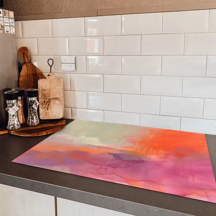Kunst - Vloeiend - Overgangen - Oranje Inductie beschermer vinyl 3mm klein -sfeer3