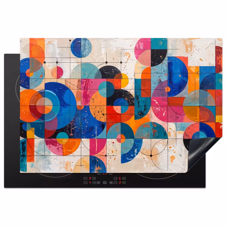 Kunst - Geometrisch - Abstract - Kleurrijk Inductie beschermer vinyl 3mm klein -3d