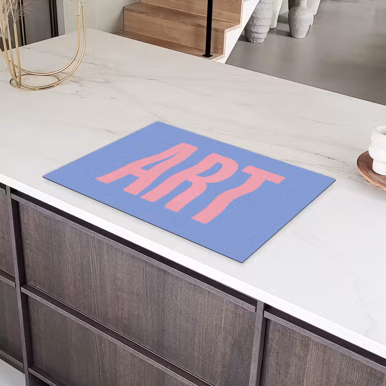 Art - Roze - Blauw Inductie beschermer vinyl 3mm klein -sfeer8