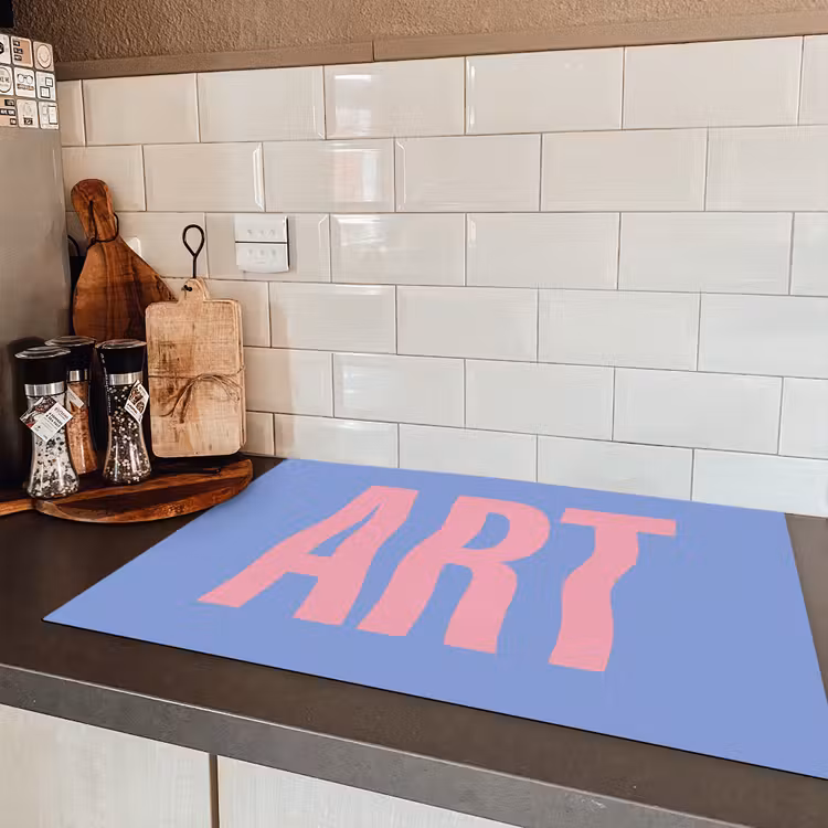 Art - Roze - Blauw Inductie beschermer vinyl 3mm klein -sfeer3