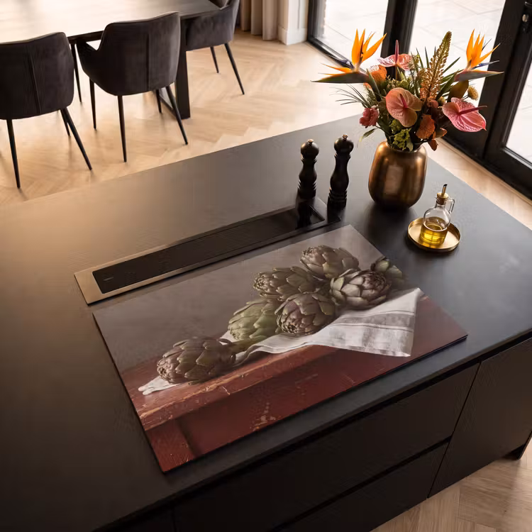 Induction Hob Cover - Artichoke - Food - Rustic - Artisjok - Eten - Rustiek Inductie beschermer vinyl 3mm klein