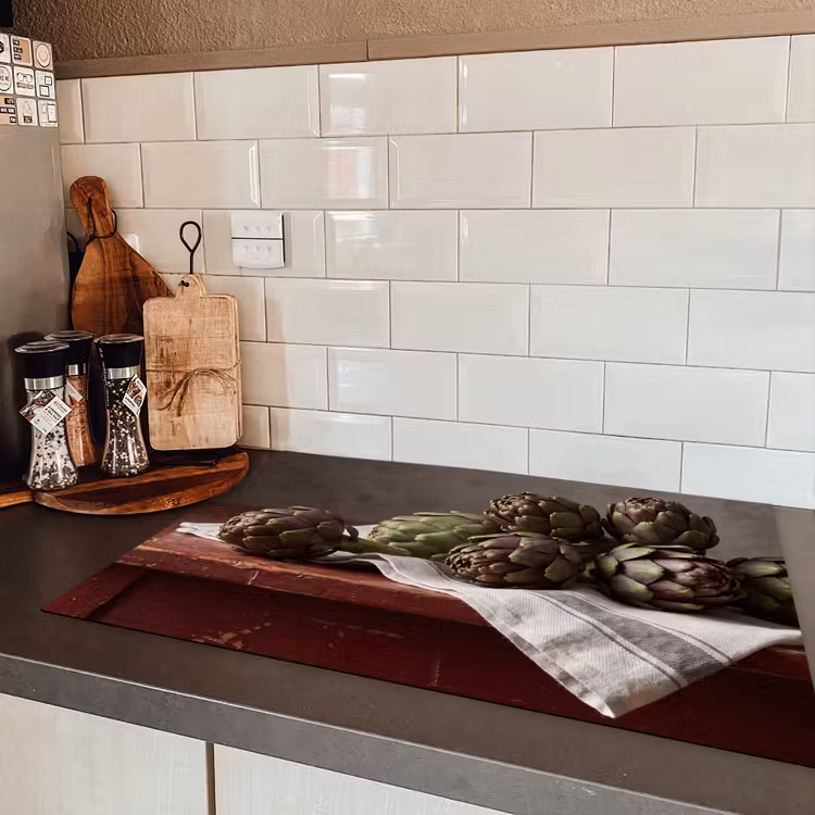 Induction Hob Cover - Artichoke - Food - Rustic - Artisjok - Eten - Rustiek Inductie beschermer vinyl 3mm klein