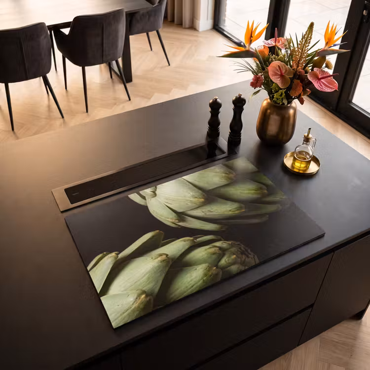Induction Hob Cover - Artichoke - Green - Food - Artisjok - Groen - Eten Inductie beschermer vinyl 3mm klein