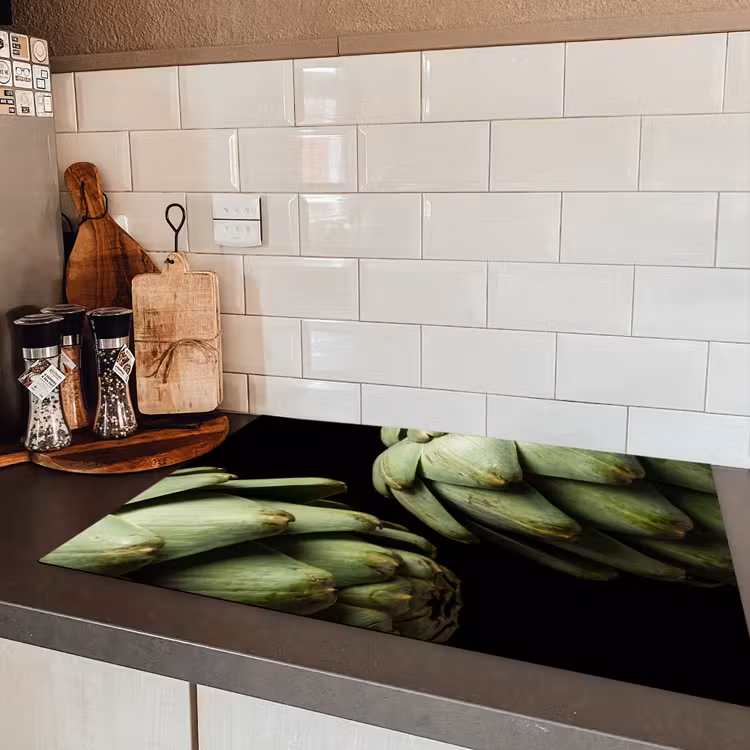 Induction Hob Cover - Artichoke - Green - Food - Artisjok - Groen - Eten Inductie beschermer vinyl 3mm klein
