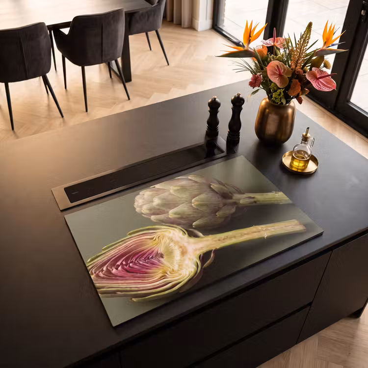 Induction Hob Cover - Artichoke - Purple - Food - Artisjok - Paars - Voedsel Inductie beschermer vinyl 3mm klein