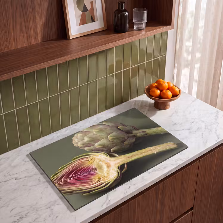 Induction Hob Cover - Artichoke - Purple - Food - Artisjok - Paars - Voedsel Inductie beschermer vinyl 3mm klein