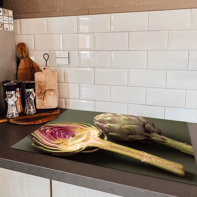 Induction Hob Cover - Artichoke - Purple - Food - Artisjok - Paars - Voedsel Inductie beschermer vinyl 3mm klein
