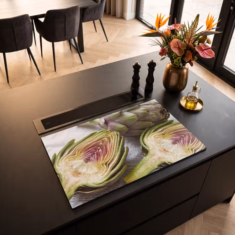 Induction Hob Cover - Artichoke - Sliced - Food - Artisjok - Doorgesneden - Eten Inductie beschermer vinyl 3mm klein