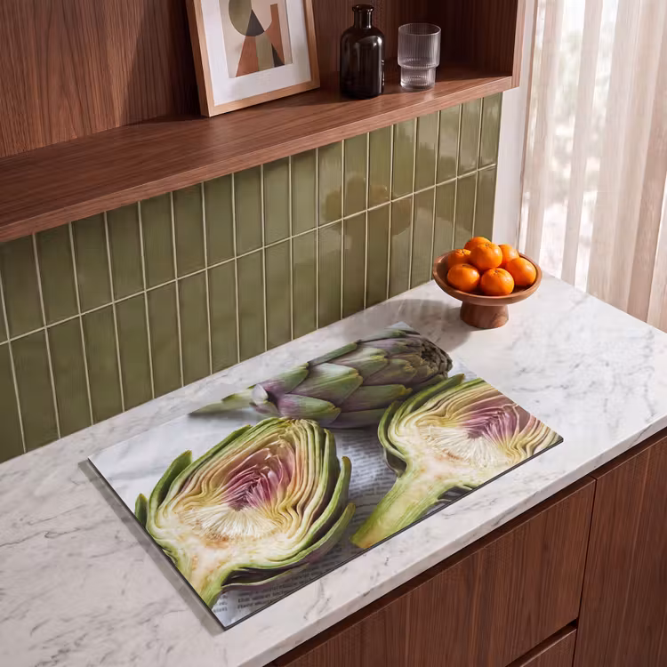 Induction Hob Cover - Artichoke - Sliced - Food - Artisjok - Doorgesneden - Eten Inductie beschermer vinyl 3mm klein