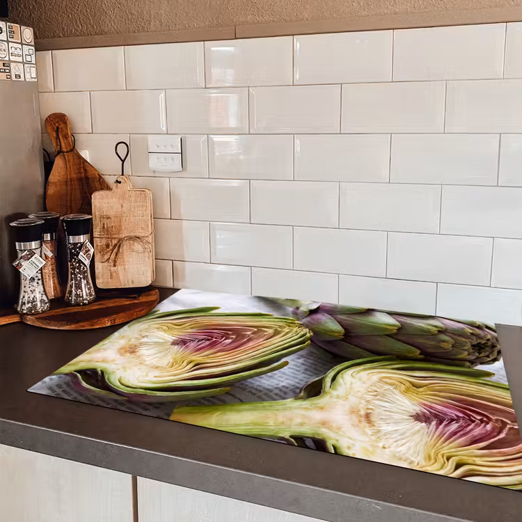 Induction Hob Cover - Artichoke - Sliced - Food - Artisjok - Doorgesneden - Eten Inductie beschermer vinyl 3mm klein