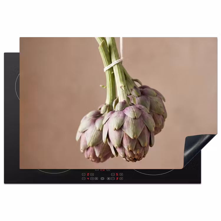 Induction Hob Cover - Artichokes - Hanging - Vegetables - Artisjokken - Hangend - Groenten Inductie beschermer vinyl 3mm klein