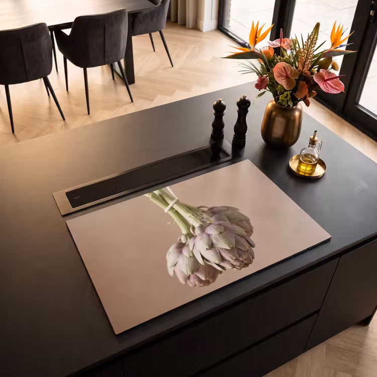 Induction Hob Cover - Artichokes - Hanging - Vegetables - Artisjokken - Hangend - Groenten Inductie beschermer vinyl 3mm klein