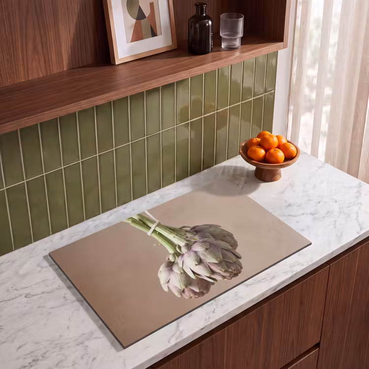 Induction Hob Cover - Artichokes - Hanging - Vegetables - Artisjokken - Hangend - Groenten Inductie beschermer vinyl 3mm klein